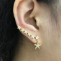 EC1473 Boho Style CZ Earrings, Women's Rainbow Diamond CZ Heart Star Charm Dangle Crawl Earrings,Beautiful Jewelry For Girls