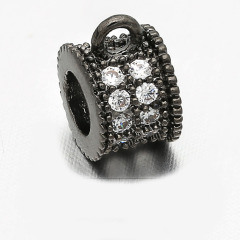 CZ7999  2 Rows Diamond Spacer Beads with Bail ,CZ Micro pave Spacer Beads with Loop Ring for Hanging Charm