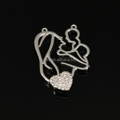 CZ7311 Fashion CZ micro pave Mom hold babay pendant,Cubic zirconia heart crystal pendant.