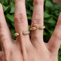 RM1155 New Arrival Fashion Copper with Cubic Zircon Women Rings,Trendy Brass with CZ Double Snake Head Ladies Rings