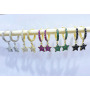 EC1711 Chic Dainty Mini Gold Plated Mini CZ Micro Pave Star Dangle Charm Earrings with huggie hoops