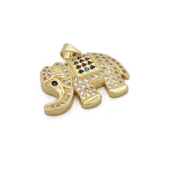 CZ8507 Wholesale gold plated cz micro pave elephant charm pendant ;Cubic zirconia elephant charm