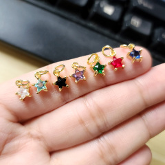 CZ8325 Dainty MIini Rainbow Celestial Jewelry supplies minimal Mini CZ Pave Star Charm,Small Diamond Cubic Zirconia Star Charms