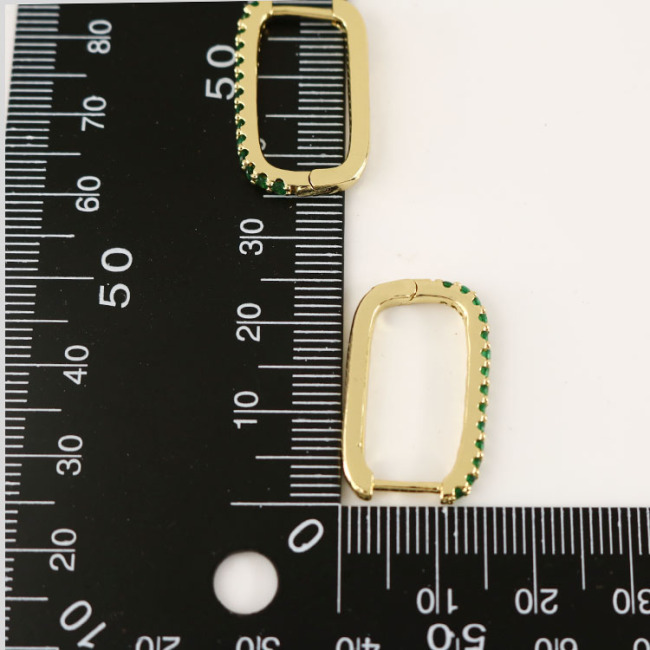 EC1652  New Unique Diamond Crystal CZ micro pave rectangle hoops huggie earrings jewelry for women