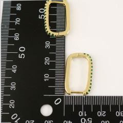 EC1652 New Unique Diamond Crystal CZ micro pave rectangle hoops huggie earrings jewelry for women