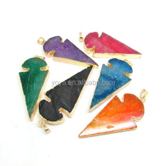 JF6571 Wholesale multicolor agate arrowhead pendant,natural stone pendants for necklace making