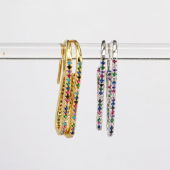 EC1488 Womans Fashion Boho Style CZ Piercing Earrings, Women's CZ Paper Clip Earring,Dainty Micro Pave Paperclip Earring EC1488 Womans Fashion Boho Style CZ Piercing Earrings, Women's CZ Paper Clip Earring,Dainty Micro Pave Paperclip Earring