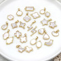 JF7335 Dainty White Shell Round Oval Teardrop Square Pendants,Tiny Gold Bezel Shell Star Butterfly Moon Lightning Charm Pendant