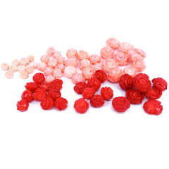 CB8103 Half drilled natural carved coral rose beads,half drill hole coral flower floral beads for stud earring making