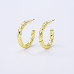 18k Gold Plated Brass Big circle chunky Hoop Simple Earrings for Women