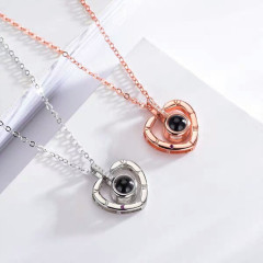 NN1005  Nanotechnology Jewelry 100 Languages I Love You Necklace Gifts for Valentine's Day for Women Girls Memory Love Necklace