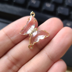 CZ8358 Jewelry rainbow clear colored CZ Zircon glass crystal Charms butterfly pendant