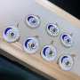 CZ8408 Gold Plated CZ diamond pave evil eyes moon multi colored enamel charms Pendant