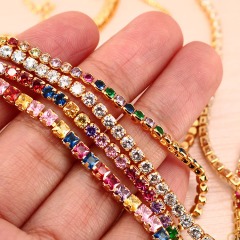 NZ1010 2019 Fashion Sparkly Bling Jewelry Dainty Gold Minimalist Rainbow CZ Diamond Tennis Chain Choker Necklace