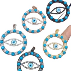 CZ7419 CZ pave evil eyes pendant,Micro pave cz zirconia jewelry charms