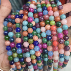 MJ3042 multi colored colorful natural stone gemstone dyed jade jewelry beads strands