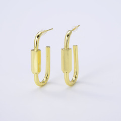 18k Gold Plated Brass Chunky Hoop Simple Earrings for Women