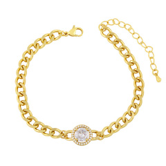 BC1335 Fashion Gold plated Brass CZ Micro Pave wrist Ladies chain bracelet heart and butterfly charm women copper bracelet