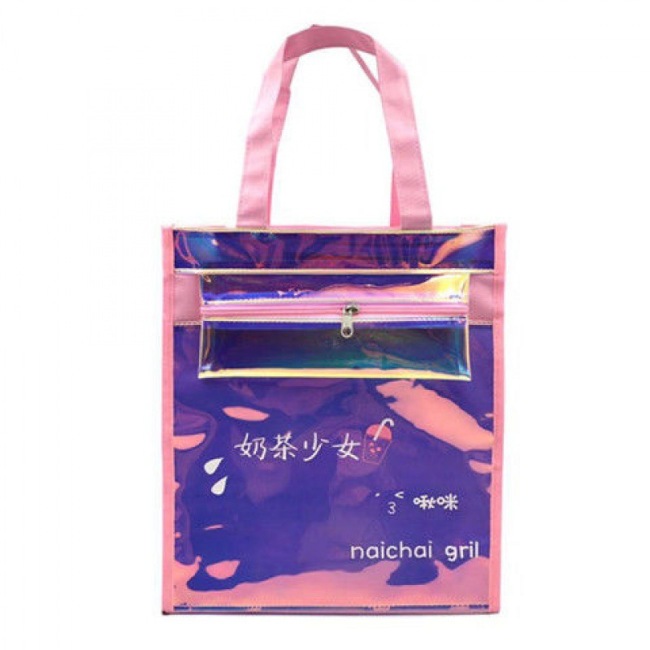 custom new laser rainbow colored shoulder tote bag multi color luxury kids bag for art boy girl