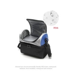 Wholesale double layer oxford PEVA lunch cooler bag with adjustable shoulder strap