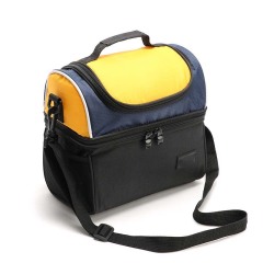 Wholesale double layer oxford PEVA lunch cooler bag with adjustable shoulder strap