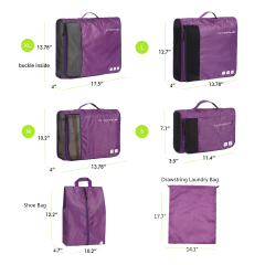 Packing Cubes 6 Set for Travel Waterproof Lightweight Luggage Organizer for Suitcase with Shoe Bag and Laundry Bag Home Storage