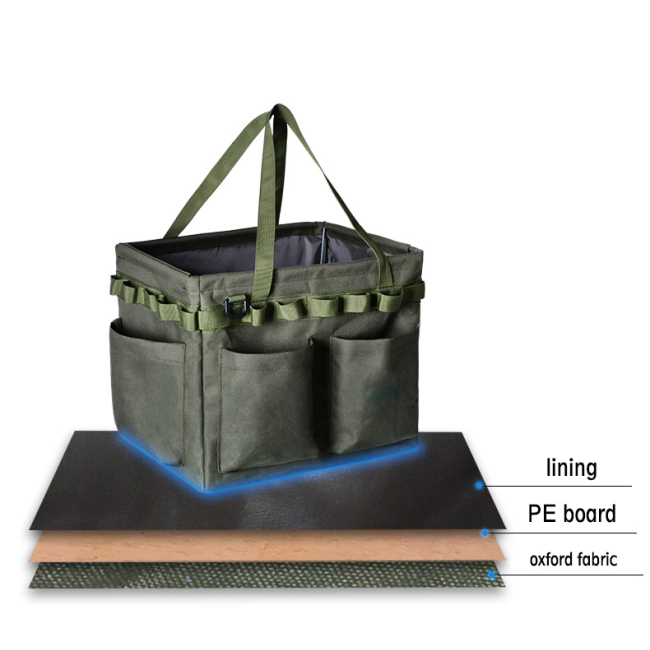 Custom Soft Collapsible Camping Picnic Tool Storage Bag Lightweight Outdoor Tote bag with metal frames