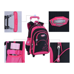 new Cute girl waterproof senior School trolley Bag Beautiful trolley school bag backpack