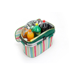 Picnic Basket Large Capacity with Solid Aluminum Frame Portable Cooler Basket with Waterproof Lining