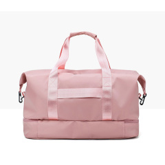 OEM Customized Large Capacity Travel Bag Sport Duffel Bag Pink with Shoe Compartment Double Layer Upper lower