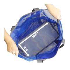 waterproof light oversized clear mesh beach bag for women with logo patch customized net beach bag
