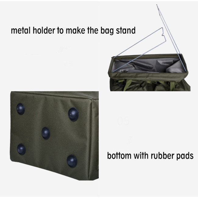 Custom Soft Collapsible Camping Picnic Tool Storage Bag Lightweight Outdoor Tote bag with metal frames