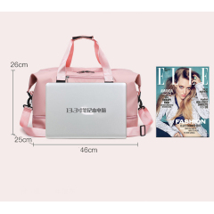 OEM Customized Large Capacity Travel Bag Sport Duffel Bag Pink with Shoe Compartment Double Layer Upper lower