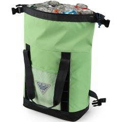 PVC laminated leather collapsible Insulated Cooler tote Bag with strap recycled fabric roll top cooler bag