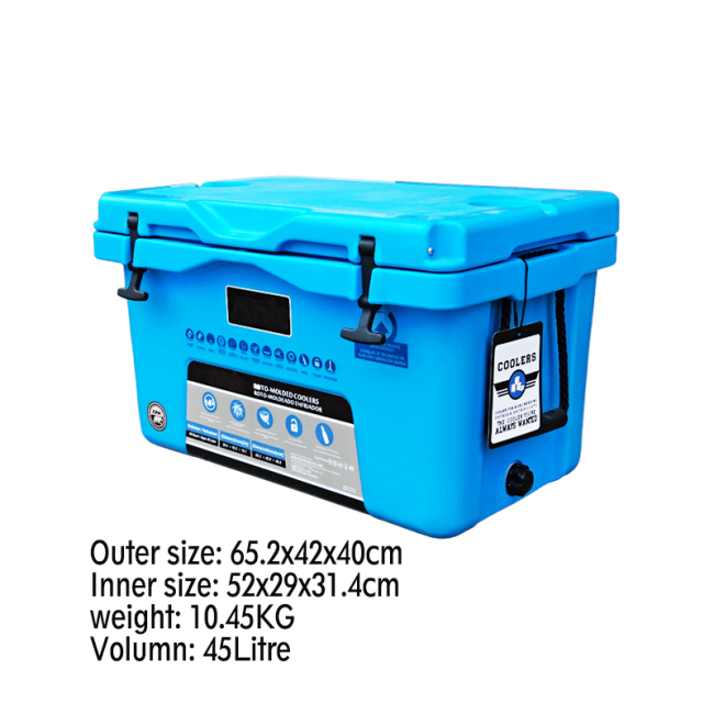 45L Large Fishing Storage Cooler Box Outdoor Plastic Utility Dry Container Ice Box