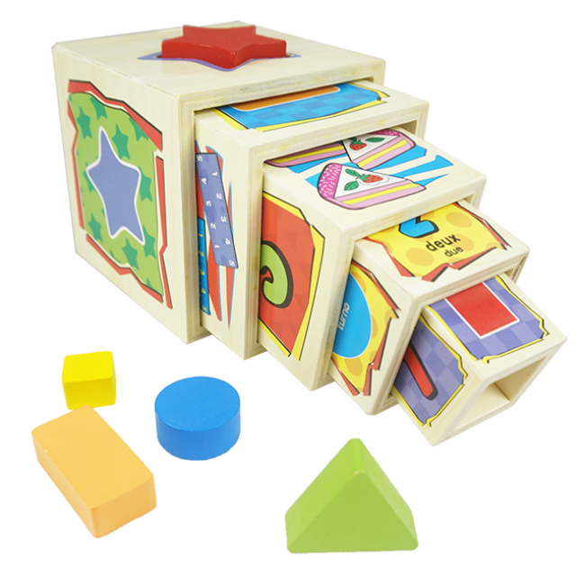 Puzzle multifonctionnel boîte en bois magique peut inspirer le cerveau des enfants de jouets de puzzle en bois Construction de forme géométrique éducative Bâtiment en bois extérieur