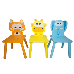Nuevo diseño de dibujos animados para niños, silla de madera para niños, silla de alimentación para niños