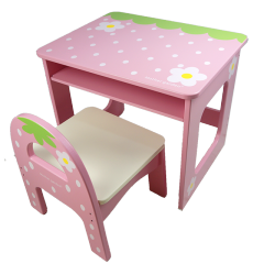 XL10212 Mesas y sillas de flores de madera para casita de juegos