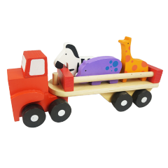 XL10139 niños bloques de construcción de coches de madera para niños divertido juego educativo de dibujos animados de madera juguete de remolque de bricolaje