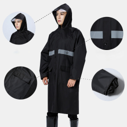 Women Men Black Rainjacket Waterproof Long Raincoat