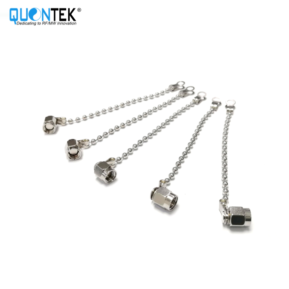 SMA female metal protective cap, nickel plated, with chain