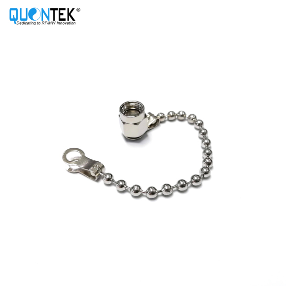SMA female metal protective cap, nickel plated, with chain