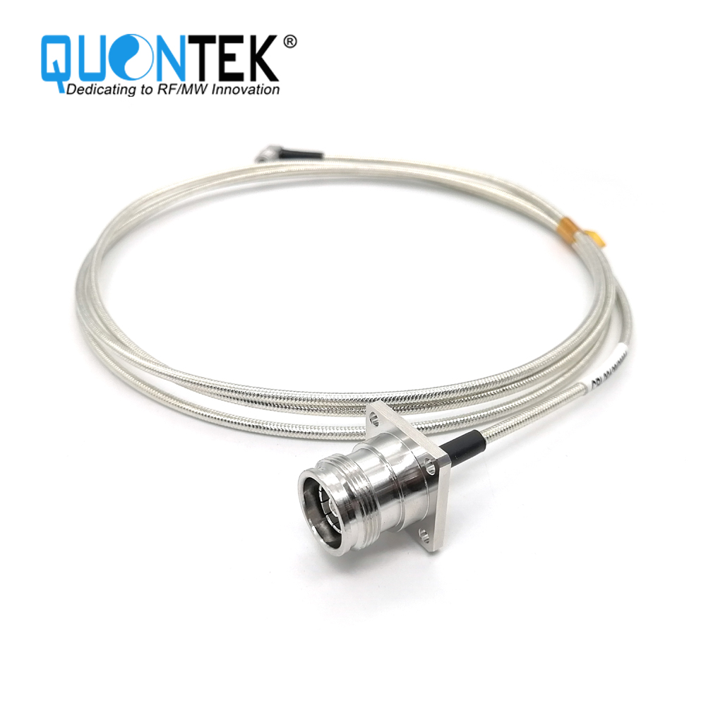 Cable Assembly,4.3-10 female Flange mounted to QMA R/A male with .141"cable