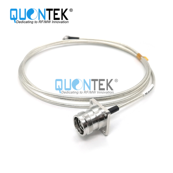 Cable Assembly,4.3-10 female Flange mounted to QMA R/A male with .141"cable