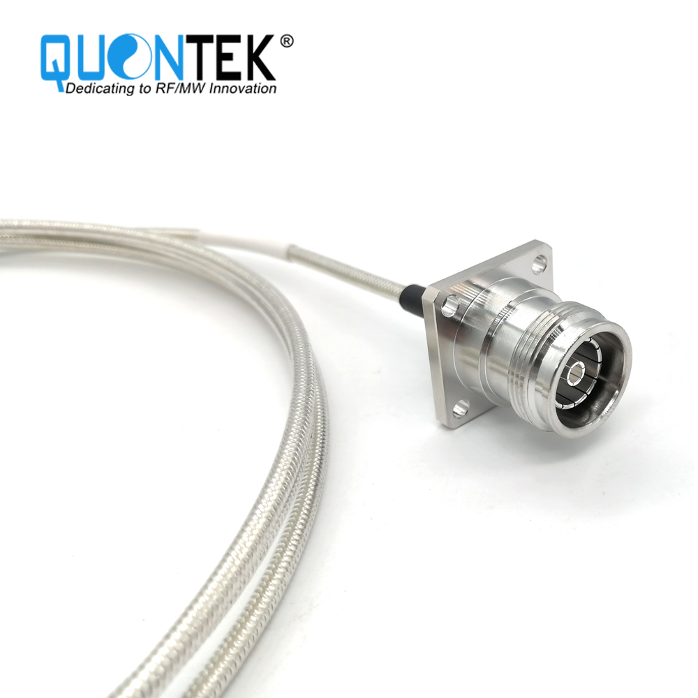 Cable Assembly,4.3-10 female Flange mounted to QMA R/A male with .141"cable