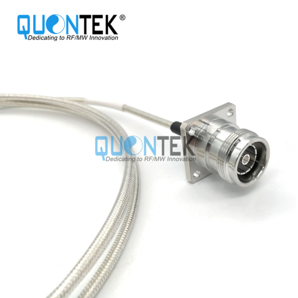 Cable Assembly,4.3-10 female Flange mounted to QMA R/A male with .141"cable