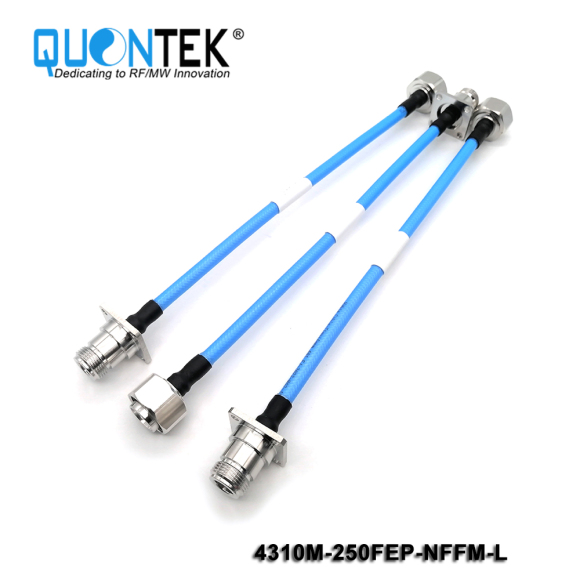 Low PIM Cable Assembly-4.3-10 male to N female 4-hole flange mounted with .250"Cable