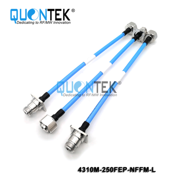 Low PIM Cable Assembly-4.3-10 male to N female 4-hole flange mounted with .250"Cable