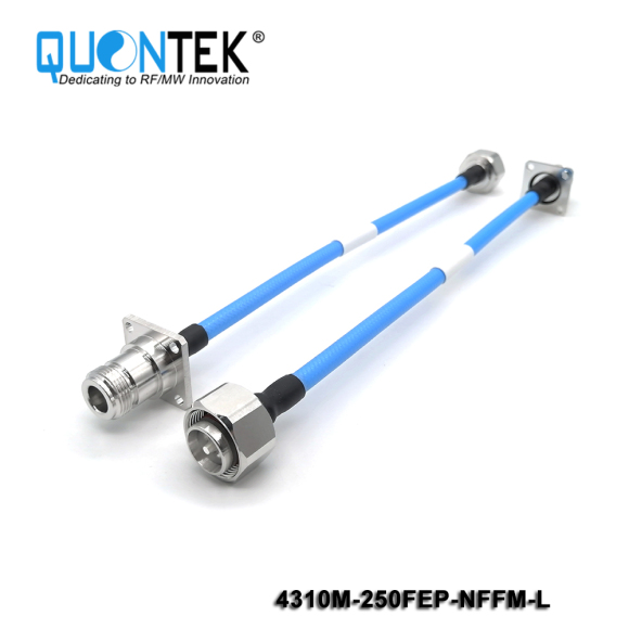 Low PIM Cable Assembly-4.3-10 male to N female 4-hole flange mounted with .250"Cable