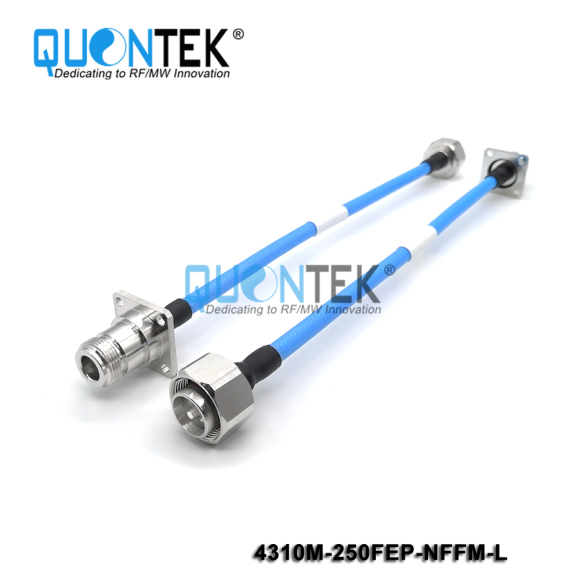 Low PIM Cable Assembly-4.3-10 male to N female 4-hole flange mounted with .250"Cable